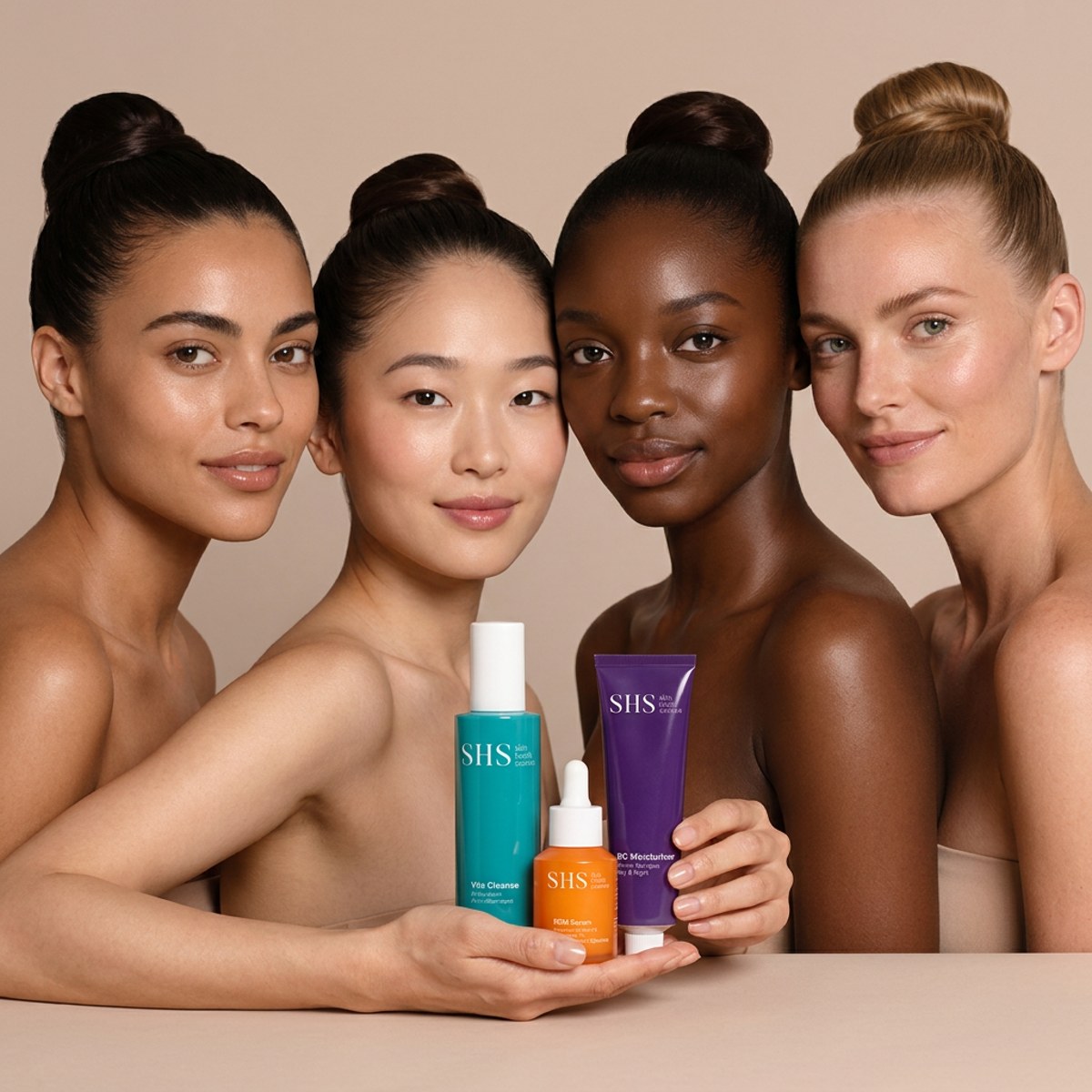The four me.beauty models with fresh natural skin